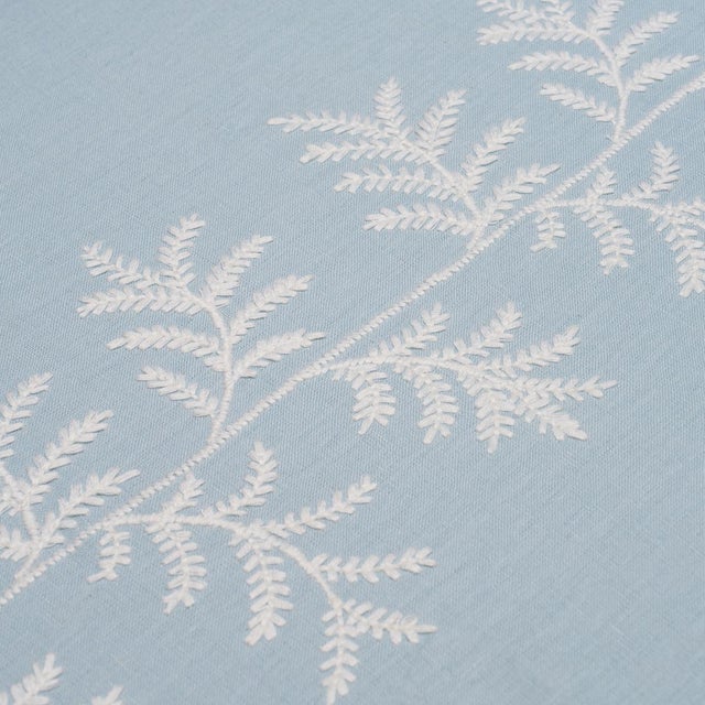 Schumacher SAMPLE - Schumacher Eloise Embroidery Fabric In Sky For Sale - Image 4 of 4