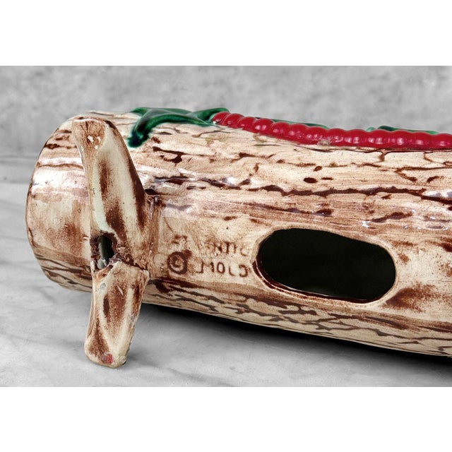 Vintage 1960's Christmas Yule Log Ceramic Centerpiece Candlestick Holder For Sale - Image 11 of 11