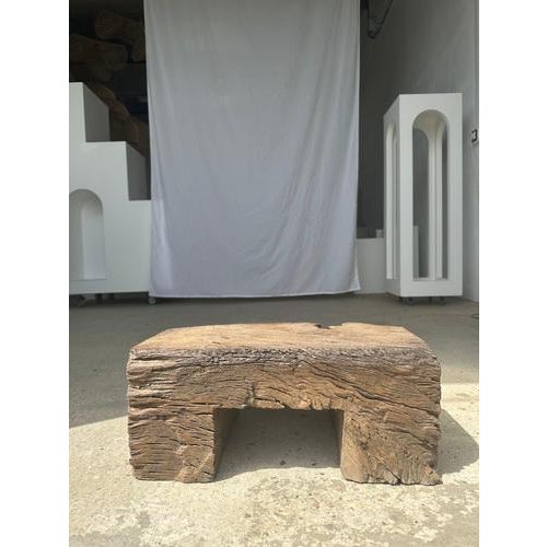 Small Stool in Organic Teak For Sale - Image 4 of 18