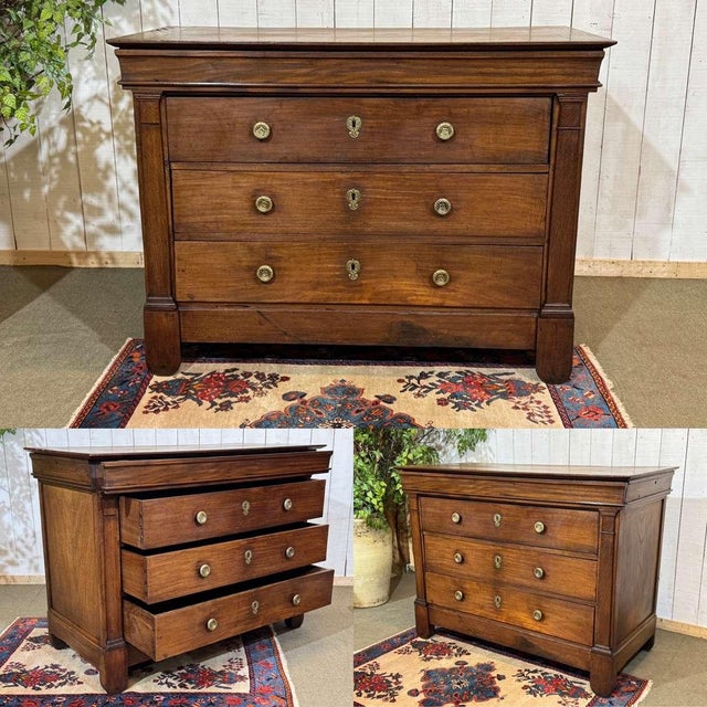 Restoration 19th century chestnut chest of drawers - W=1m40, D=66cm, H=1m03.