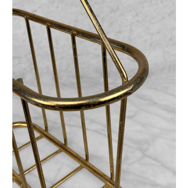 Gold Vintage Hollywood Regency Gold Tubular Magazine Rack Record Stand For Sale - Image 8 of 10
