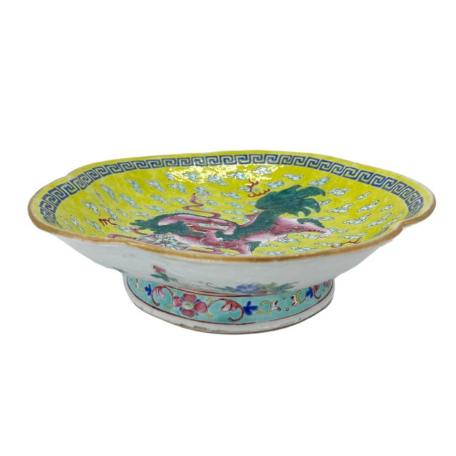 Chinese Chinese Export Porcelain Canton Famille Jeune Footed Dish, Ca. 1870 For Sale - Image 3 of 13