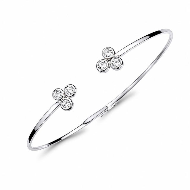 Mid 20th Century 14k White Gold Diamond Bangle Bracelet Estate For Sale - Image 4 of 4
