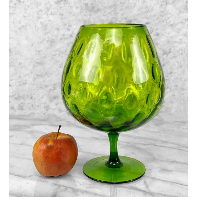Mid-Century Empoli Green Optic Art Glass Compote Pedestal Bowl, Italy, c.1970's - Pairs Nicely with Many Mid-Century...