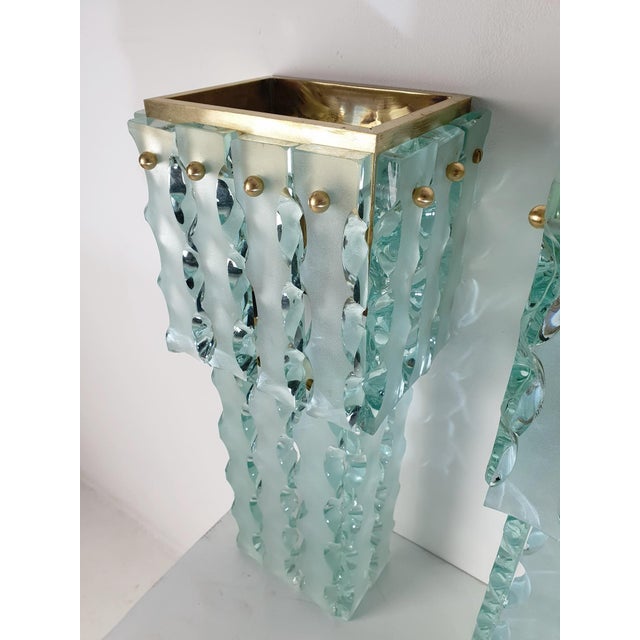 Mid-Century Large Murano Wall Sconces, Italy, Set of 2 For Sale - Image 11 of 16