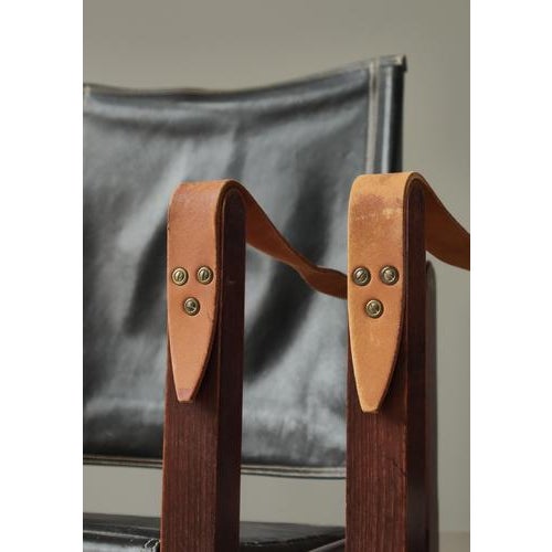 Safari Lounge Chairs in Black Leather and Ash attributed to Kaare Klint for Rud. Rasmussen, 1950s, Set of 2 For Sale - Image 12 of 18