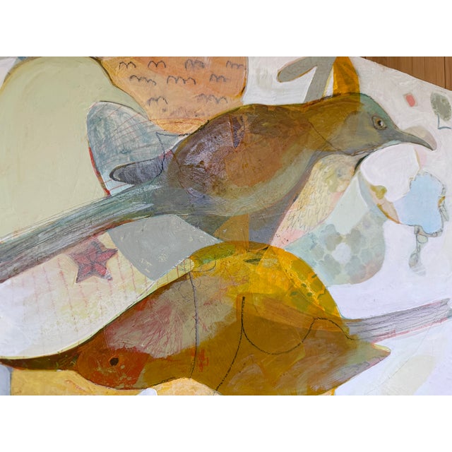 2020s “Thrashers and Flowers” a Fun Bird Painting by LWren Walraven For Sale - Image 5 of 16