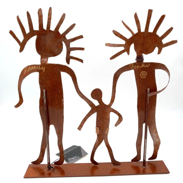 Abstract Metal Family Sculpture Ooak Vintage Bill Finks Brutalist Primitive Home Decor For Sale - Image 4 of 12