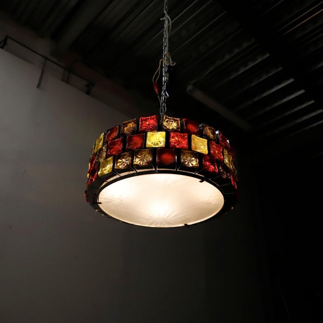 Felipe Derflingher Pair of Big Size Hand Blown Glass Chandeliers by Feders For Sale - Image 4 of 5