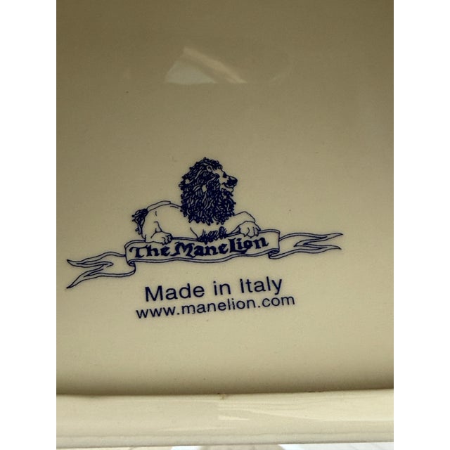 White Italian Palm Tree Lattice Ceramic Tissue Box Cover by Mane Lion For Sale - Image 8 of 10