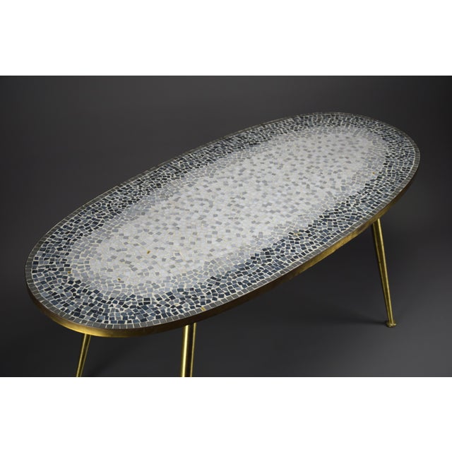 Mid-Century Modern Mosaic and Brass Oval Coffee Table by Berthold Muller for Ilse Möbel, 1960s For Sale - Image 9 of 15
