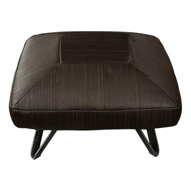 Pouf with Black Square Pillow and Iron Legs For Sale - Image 5 of 5