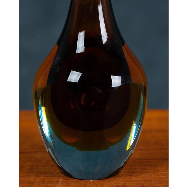 Mid-Century Modern Mid-Century Murano Brown & Orange Vase For Sale - Image 3 of 5