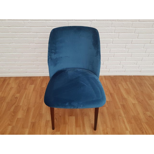 Mid-Century Retro Velvet & Beech Chair For Sale - Image 3 of 13