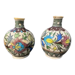 19th Century Arabian Pottery Spice Jars - a Pair