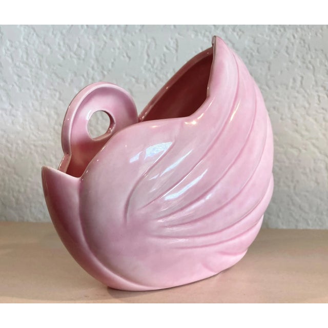 Art Deco Circa 1970 Art Deco-Inspired Pink Porcelain Sleeping Swan Cachepot / Planter For Sale - Image 3 of 13