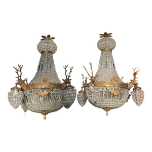 Pair of 1980s Deer Head Chandeliers