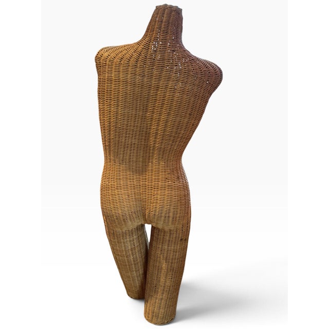 Vintage 1970s Sculptural Wicker Figure | Organic Modern Coastal Rattan For Sale - Image 4 of 8