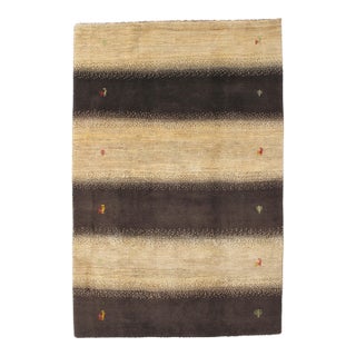 Vintage Hand-Knotted Persian Gabbeh Rug 5'4" X 8'0" For Sale