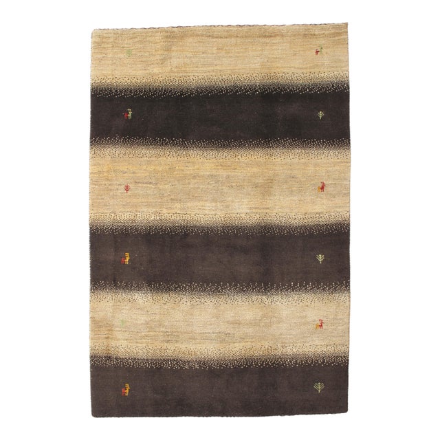 Vintage Hand-Knotted Persian Gabbeh Rug 5'4" X 8'0" For Sale