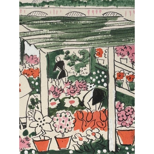 Thérèse Hummel, The Flower Market, Watercolor, 20th Century For Sale - Image 9 of 12