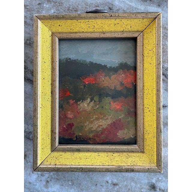 Abstract 2025 Wellon Bridgers Pair of Oil Abstract Landscapes in Vintage Wood Frames For Sale - Image 3 of 4