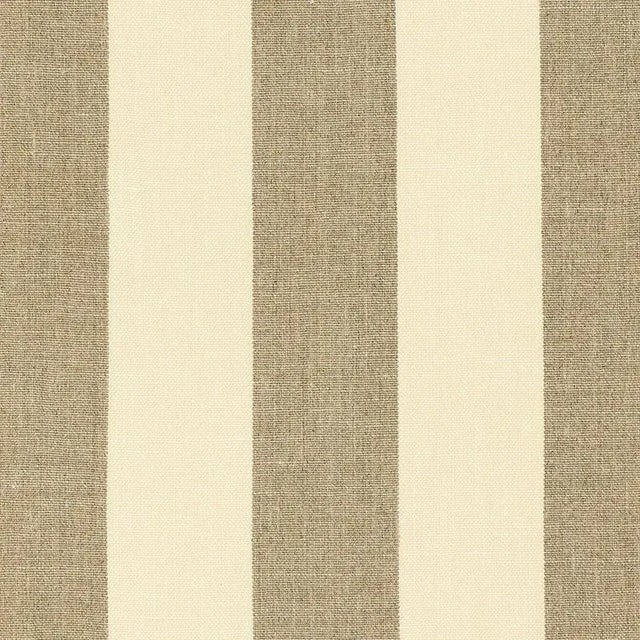 Schumacher Kerry Linen Stripe Fabric in Natural For Sale