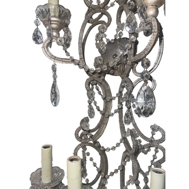 Transparent Mid-20th Century Italian Crystal Beaded Wall Sconces - a Pair For Sale - Image 8 of 9