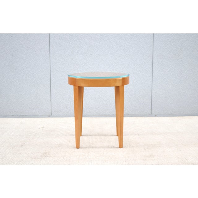 Modern Modern Mark Goetz for Bernhardt Design Cirque Maple and Glass Round Side Table For Sale - Image 3 of 12
