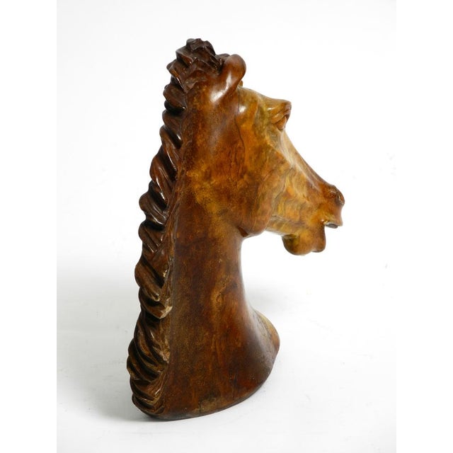 Stone Large Horse Head Sculpture in Brown Soapstone, 1960s For Sale - Image 7 of 18