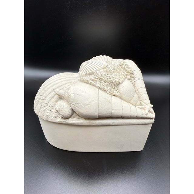 Coastal Vintage 2004 House Parts Sculptural Seashell Heart-Shaped Box For Sale - Image 3 of 12