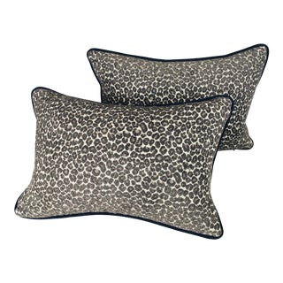 Faux Cheetah Chenille Lumbar Pillows - a Pair For Sale