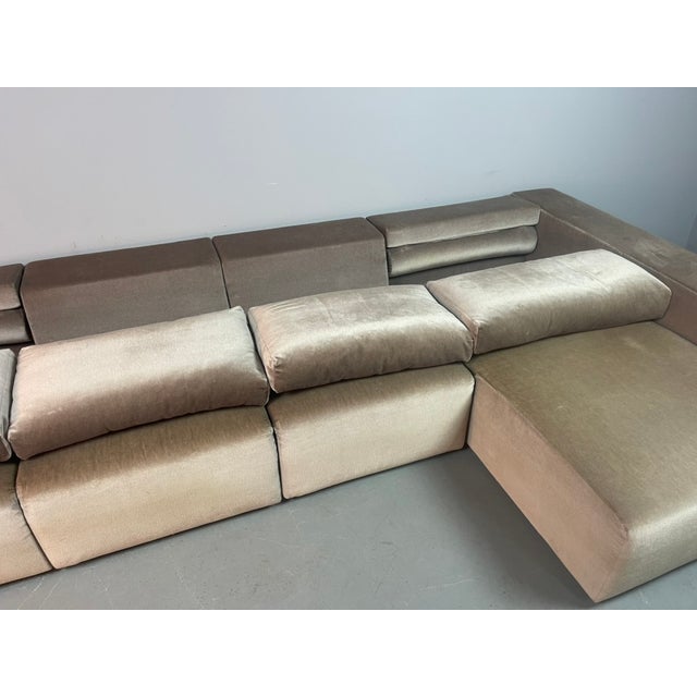 Modular Sofa in Champagne Velvet from Walter Knoll, Germany, 1970s, Set of 4 For Sale - Image 13 of 18