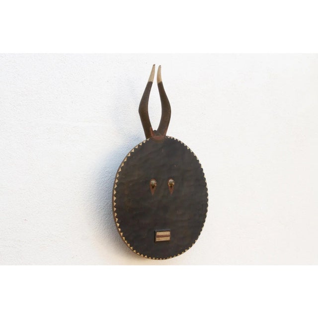 Midnight Black Painted African Sun Mask For Sale - Image 4 of 11