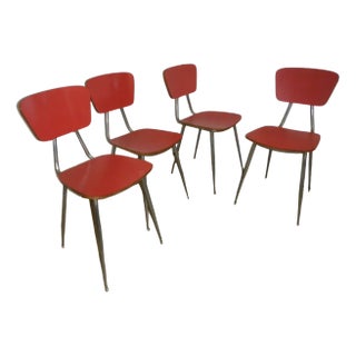 Red Formic Chairs Set, 1970s, Set of 4 For Sale