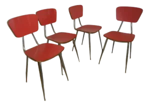 Red Formic Chairs Set, 1970s, Set of 4