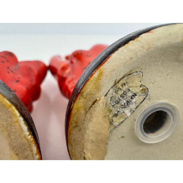 Vintage Coastal Red Ceramic Lobster Claw Salt and Pepper Shakers, a Pair For Sale - Image 10 of 11