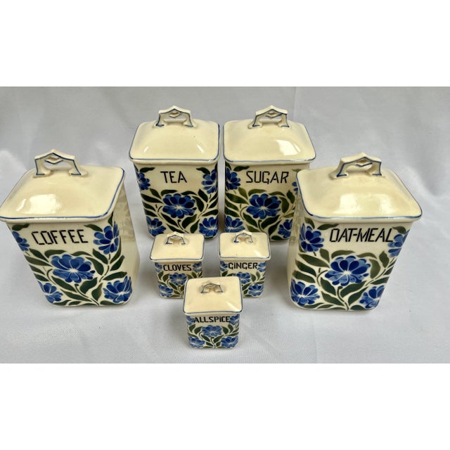 Antique Hand Painted Canister Set From Czechoslovakia For Sale In Dallas - Image 6 of 9