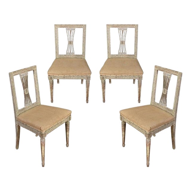 Set of Four Swedish Gustavian Side Chairs For Sale