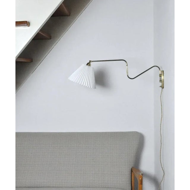 Danish Brass Swing Arm Wall Lamp, 1950s For Sale - Image 3 of 12