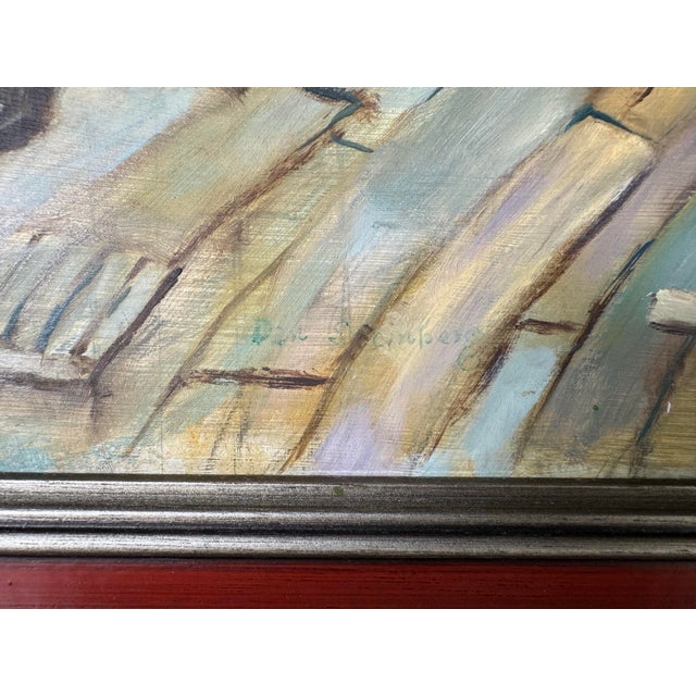 1960's Dan Steinberg Harbor Stroll - Landscape Scene Oil Painting, Framed/ Sold For Sale - Image 9 of 12