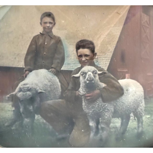How adorable are they two farm boys with their flock? This is one of two portraits of boys on the farm in similar frames...