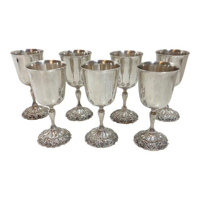Vintage Reed & Barton "Burgundy" Silverplated Goblets - Set of 7 For Sale