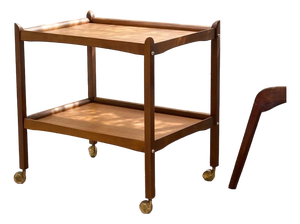 Vintage Mid-Century Modern Two-Tier Wood Bar Cart