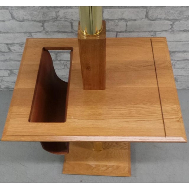 Oak Style Leather Magazine Rack Floor Lamp Table Chairish