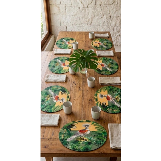 Set of 6 Italian La Corallina Firenze Round Lacquered Cork Placemats For Sale - Image 9 of 11