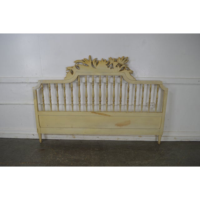 Vintage French Provincial Louis XV Style Painted King Size Headboard