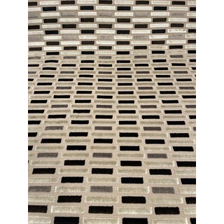 Caracole Modern Gray and Black Cut Velvet Geometric Designer Fabric 8232-78cc - 3 Yards For Sale