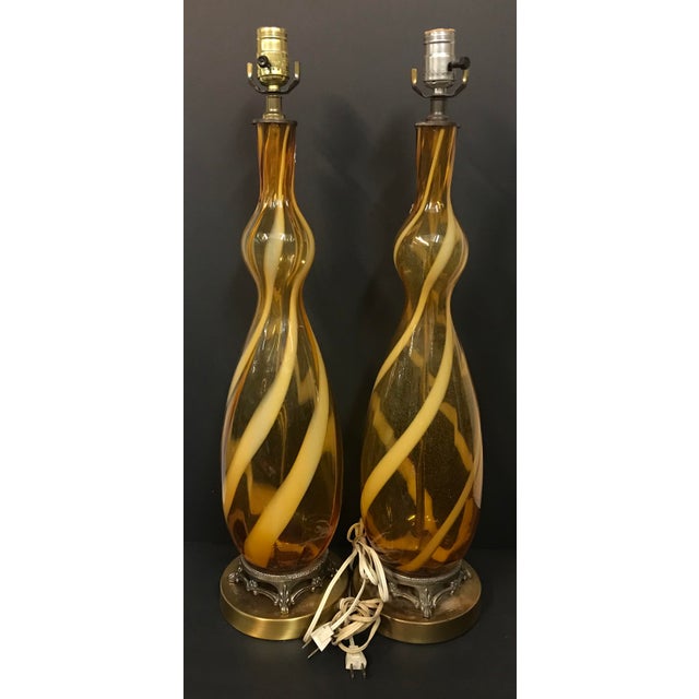 Metal 1960s Mid-Century Murano Lamps - a Pair For Sale - Image 7 of 7