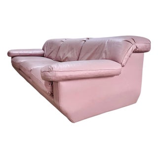 Vintage Postmodern 1990’s Sculptural Pink Leather Sofa For Sale